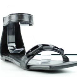 Bamboo Block 73 Womens Square Toe Chain Strap Flat Sandals