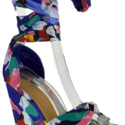 Bamboo Choice 63 Womens Floral Wrap High Heel Wedges -sbwshoes shop Choice63Blue 1