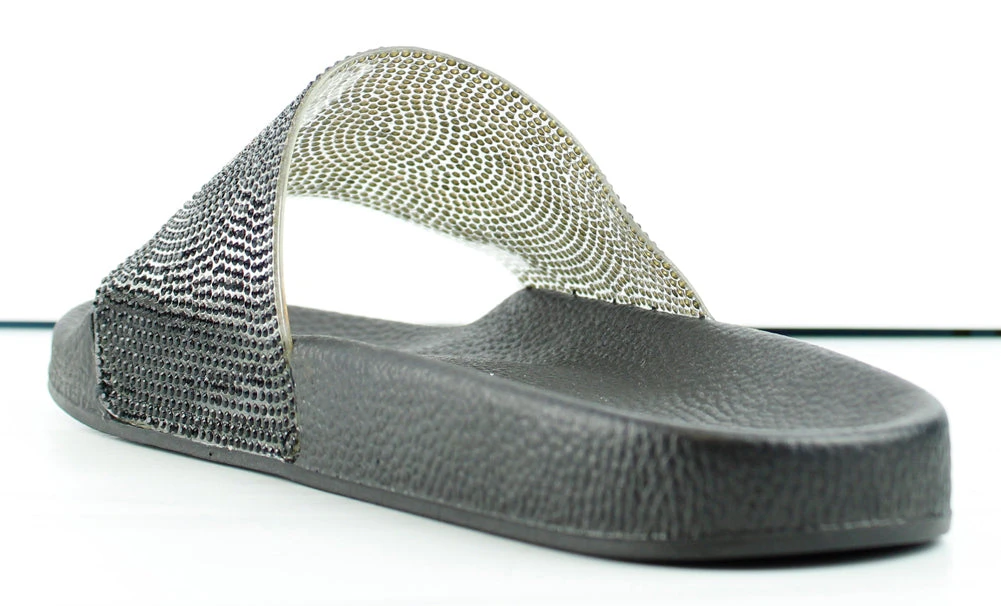 Circle 100 Womens Wide Rhinestone Strap Slip On Sandals 9 Circle 100 Womens Wide Rhinestone Strap Slip On Sandals - Image 9