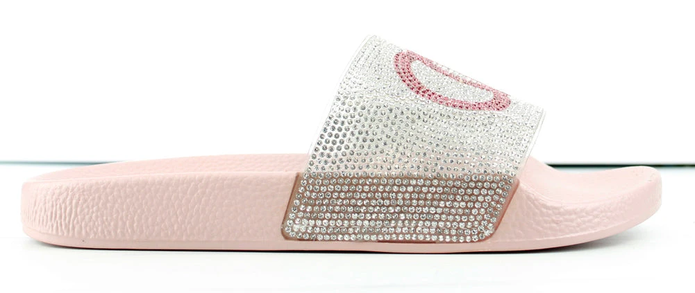 Circle 100 Womens Wide Rhinestone Strap Slip On Sandals 2 Circle 100 Womens Wide Rhinestone Strap Slip On Sandals - Image 2