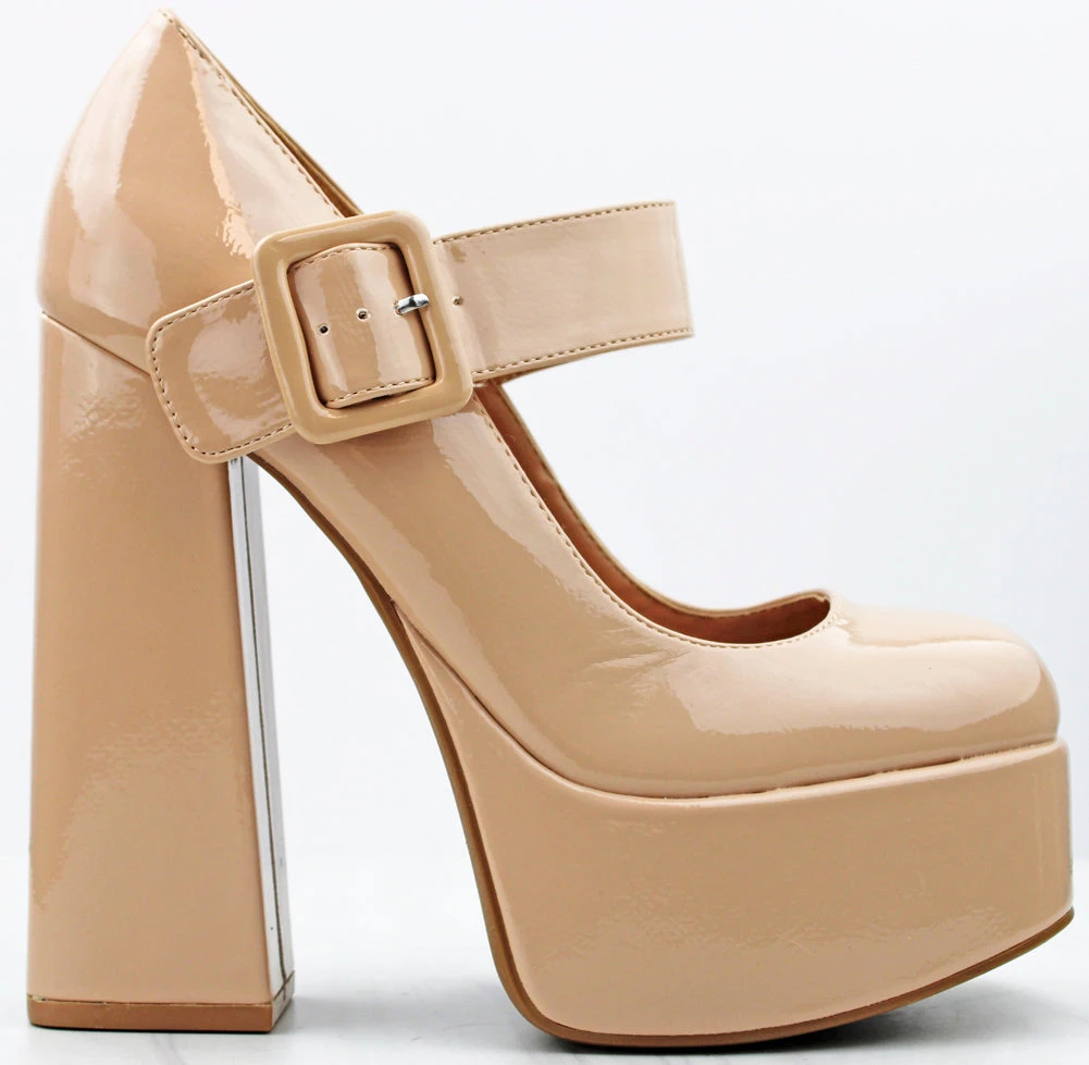 Bamboo Crane 09 Women's Platform Buckled Mary Jane Heel Pumps 2 Bamboo Crane 09 Women's Platform Buckled Mary Jane Heel Pumps - Image 2