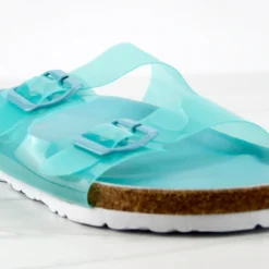 Defeat 68 Womens Double Strap Buckle Embellished Foot Bed Sandals 12 Defeat 68 Womens Double Strap Buckle Embellished Foot Bed Sandals -sbwshoes shop Defeat68Blue 1