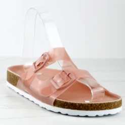 Defeat 68 Womens Double Strap Buckle Embellished Foot Bed Sandals