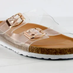 Defeat 68 Womens Double Strap Buckle Embellished Foot Bed Sandals 15 Defeat 68 Womens Double Strap Buckle Embellished Foot Bed Sandals -sbwshoes shop Defeat68Clear 1