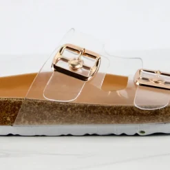 Defeat 68 Womens Double Strap Buckle Embellished Foot Bed Sandals 16 Defeat 68 Womens Double Strap Buckle Embellished Foot Bed Sandals -sbwshoes shop Defeat68Clear 2