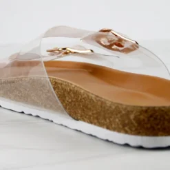 Defeat 68 Womens Double Strap Buckle Embellished Foot Bed Sandals 17 Defeat 68 Womens Double Strap Buckle Embellished Foot Bed Sandals -sbwshoes shop Defeat68Clear 3