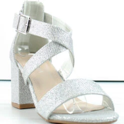 Delia 6 Womens Cross Band Low Block Dress Heel Sandals