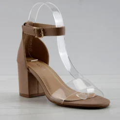 Diamond 3 Womens Open Toe Lucite Upper Strap Chunky Heels 15 Diamond 3 Womens Open Toe Lucite Upper Strap Chunky Heels -sbwshoes shop Diamond3Nude 1