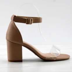 Diamond 3 Womens Open Toe Lucite Upper Strap Chunky Heels 16 Diamond 3 Womens Open Toe Lucite Upper Strap Chunky Heels -sbwshoes shop Diamond3Nude 2