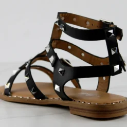 Forever Ding 41 Womens Spike Embellished Straps Short Gladiator Sandals -sbwshoes shop Ding41Black 3