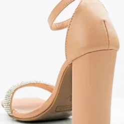 Doc 1 Women's Strappy Rhinestone Dress Chunky Heels -sbwshoes shop Doc 1 NudePU 2 1
