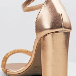 Doc 1 Women's Strappy Rhinestone Dress Chunky Heels -sbwshoes shop Doc 1 RoseGoldPU 2