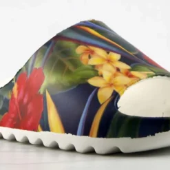 Elina Womens Decorative Casual Horizontal Grooved Outsole Slides -sbwshoes shop ElinaFloral 1