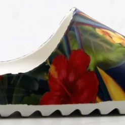 Elina Womens Decorative Casual Horizontal Grooved Outsole Slides -sbwshoes shop ElinaFloral 2