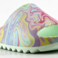 Elina Womens Decorative Casual Horizontal Grooved Outsole Slides