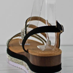 Forever Ellie 15 Women's Rhinestone Cross Band Platform Sandals -sbwshoes shop Ellie15 3