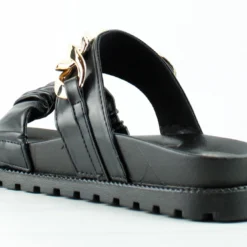 Elza Womens Double Strap Chain Accent Slip On Sandals -sbwshoes shop Elza 3