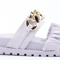 Elza Womens Double Strap Chain Accent Slip On Sandals -sbwshoes shop Elza 5