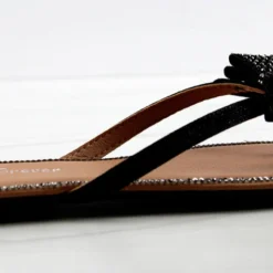 Forever Fannie 102 Womens Rhinestone Bow Embellished Thing Strap Sandals -sbwshoes shop Fannie102Black 2