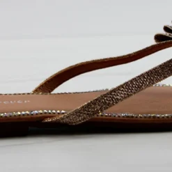 Forever Fannie 102 Womens Rhinestone Bow Embellished Thing Strap Sandals -sbwshoes shop Fannie102Champagne 2