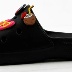 Fun Womens Decretive Pin Rubber Slides -sbwshoes shop FunBlack 5