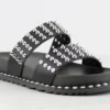 Forever Goth 33 Womens Double Band Spike Embellished Slip On Sandals