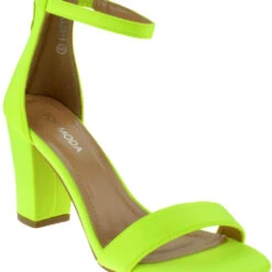 Hannah-1 Women's Ankle Chunky Heeled Sandals Nude/Pat 7.5 -sbwshoes shop Hanna 1NeonYellow 1