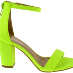Hannah-1 Women's Ankle Chunky Heeled Sandals Nude/Pat 7.5 -sbwshoes shop Hanna 1NeonYellow 2