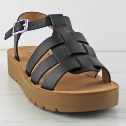 Easily Women's Platform Strappy Buckled Sandals