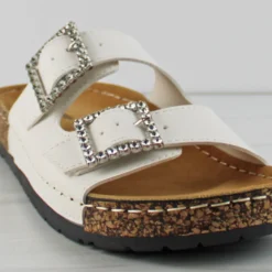 Grove 26 Women's Rhinestone Buckled Slip On Sandals