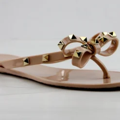 Forever Jelly 12 Womens Stud Embellished Jelly Flip Flops -sbwshoes shop JELLY12NUDE 2