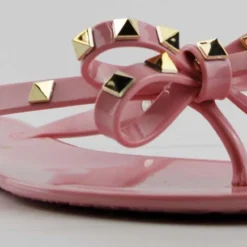 Forever Jelly 12 Womens Stud Embellished Jelly Flip Flops -sbwshoes shop Jelly12Pink 1