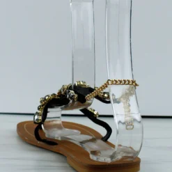 Forever Jewel-44 Womens Thong Strap Jeweled Flat Sandals -sbwshoes shop Jewel 44 1