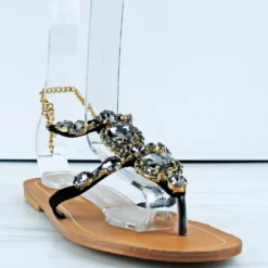 Forever Jewel-44 Womens Thong Strap Jeweled Flat Sandals