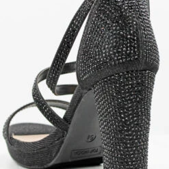 Josie 1 Women's Cross Strapped Platform Heeled Sandals -sbwshoes shop Josie 1 BlackGLT 2