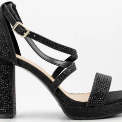 Josie 1 Women's Cross Strapped Platform Heeled Sandals -sbwshoes shop Josie 1 BlackGLT 3