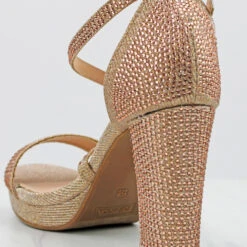 Josie 1 Women's Cross Strapped Platform Heeled Sandals -sbwshoes shop Josie 1 RoseGold 2