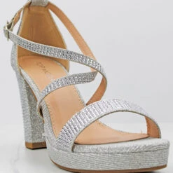 Josie 1 Women's Cross Strapped Platform Heeled Sandals -sbwshoes shop Josie 1SilverGLT 1