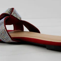 Bamboo Kick 38 Womens Criss Cross Strap Rhinestone Embellished Knot Flat Slip On Sandals -sbwshoes shop Kick38Red 3
