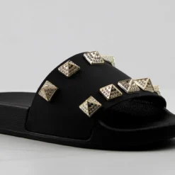 Living Womens Rhinestone Stud Embellished Slides