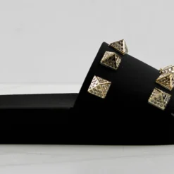 Living Womens Rhinestone Stud Embellished Slides -sbwshoes shop LIVING 5