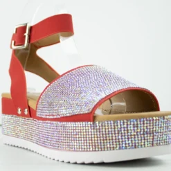 Forever Luxury 96 Women's Rhinestone Wide Band Buckled Platform Sandals -sbwshoes shop LUXURY96 3 573126ad 23cf 49bd ac8b cfc1cf099307