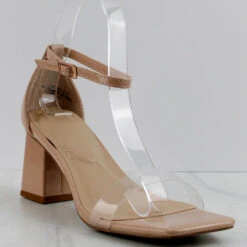 Bamboo Lasting-12 Womens Square Toe Single Band Heel Sandals
