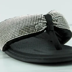 Laughter 49 WomensPuffy Rhinestone Flat Sandals