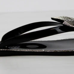 Forever Lucid 13 Womens Rhinestone Embellished Bow Jelly Flip Flops -sbwshoes shop Lucid13Black 3