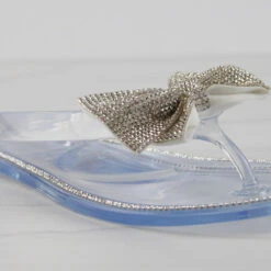 Forever Lucid 13 Womens Rhinestone Embellished Bow Jelly Flip Flops