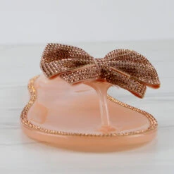 Forever Lucid 13 Womens Rhinestone Embellished Bow Jelly Flip Flops -sbwshoes shop Lucid13Nude 2