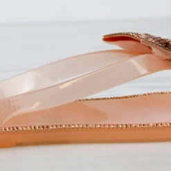 Forever Lucid 13 Womens Rhinestone Embellished Bow Jelly Flip Flops -sbwshoes shop Lucid13Nude 3