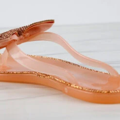 Forever Lucid 13 Womens Rhinestone Embellished Bow Jelly Flip Flops -sbwshoes shop Lucid13Nude 4