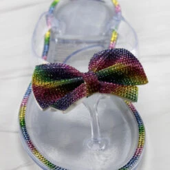 Forever Lucid 13 Womens Rhinestone Embellished Bow Jelly Flip Flops -sbwshoes shop Lucid13multi 4